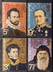 英国1972年 邮票 名人 极地探险家 詹姆斯 弗罗比舍 4全新
