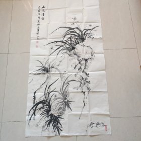 著名画家夏阳光画，有史国良签名，2024年5月12日史国良老师去潘家园为夏阳光画签名。夏阳光，原名夏梅祥，先后毕业于中央美术学院.解放军艺术学院，师从刘大为，冯远，史国良，张立辰等名师，荣获中宣部，中央军委举办的建军85周年全国最高奖。