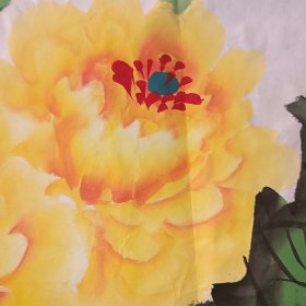 国画，黄色的牡丹花，菊花，手绘