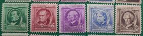 美国邮票 1940年美国 名人 5枚新
