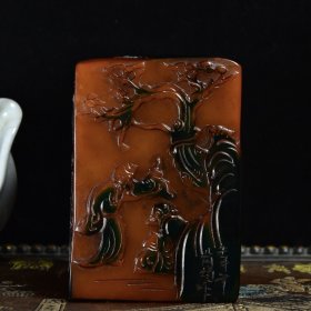 田黄印章 净尺寸：高10x7x7cm 净重：1332.5