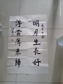 国家中级美术师，金陵书画院一级画师，“江南猴王”赵钲书法“明月生长好   浮云薄未归”