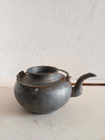 双铜提梁老锡壶