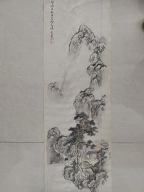 绢布水墨画一幅117cmx37cm