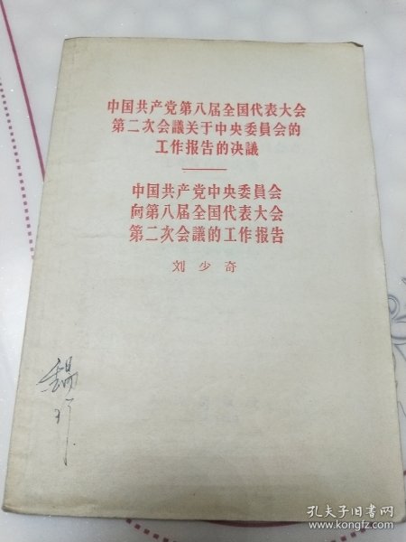 中国共产党第八届全国代表大会第二次会议关于中央委员会的工作报告的决议，中国共产党中央委员会向第八届全国代表大会第二次会议的工作报告