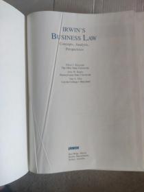 IRWIN'S BUSINESS LAW CONCEPTS, ANALYSIS, PERSPECTIVES
欧文的 商业法的概念，分析，观点