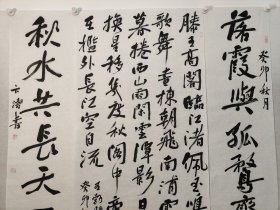 保真书画，山东名家，烟台市书协副主席，卞涛中堂带对联书法一套《滕王阁》（中堂尺寸138*69cm对联尺寸138*35cm*2），软片。