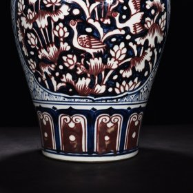 旧藏 明永乐青花釉里红一路连科纹梅瓶 高43厘米 宽26厘米