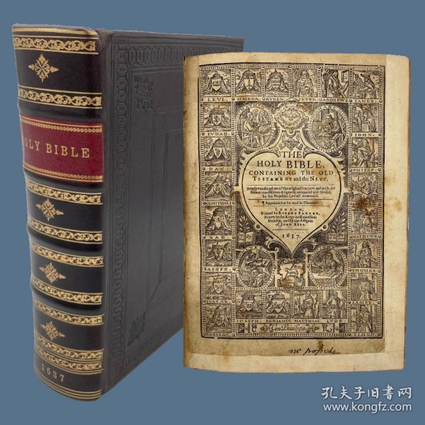 1637年KJV圣经（明崇祯十年）
在James国王的命令下，由Robert Barker and the Assignes of John Bill, 于1637/1638在伦敦印刷出版。完整的四开本詹姆斯国王圣经，包含新约、旧约、诗篇。从原始的希伯来文圣经、希腊文圣经中翻译，并进行了重新的比较和修订。
精美的17世纪早期KJV圣经，真正的大英博物馆藏品！