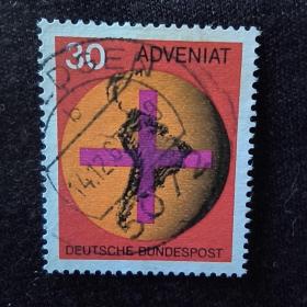 联邦德国邮票西德1967年援助拉丁美洲教友十字架 地图 销 1全 邮戳随机
