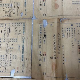 民国二十六年土地陈报业户陈报单 5张