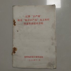 红薯“丰产堆”棉花“抗旱丰产坑”及玉米秆快速育苗技术介绍
