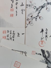 民国时期，1920年代 老册页八幅，山水，花鸟，人物，四君子。。