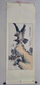 保真书画，孙鹤林国画作品《鹰击长空》一幅，纸本立轴94×49cm