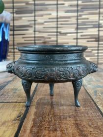 古董   古玩收藏   铜器   铜香炉    尺寸长宽高:12/9/7.3厘米，重量:1斤