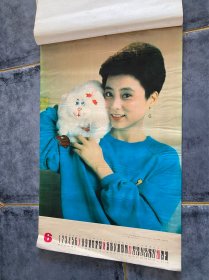 吉祥如意！1992年挂历！12张电影女明星插图！傅艺伟封面！缺部分衬纸！