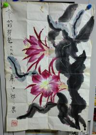 韩城张江海老师《令箭荷苍》画作一副，内容丰富，68×45厘米，包老保真！