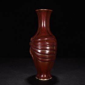 清乾隆紫金釉绶带包袱瓶 高27厘米 宽15厘米