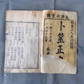 清中期木刻占卜资料成套古籍 嘉慶庚申重鐫 本堂梓行 林屋山人王洪緒輯 卜筮正宗 十四卷 六册一函一套全（卷二末两页有残，其余全）
