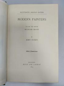 MODERN PAINTERS《现代画家》全5册  作者RUSKIN 拉斯金 开本长宽20.5*14.5CM 布面精装毛边 天顶标题烫金