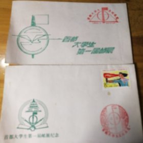 首都大学生第一届邮展 纪念封 2枚