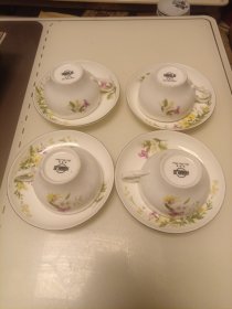 80年代唐山海格雷茶杯瓷盘4套