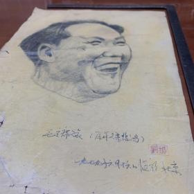 1979年6月16日临于北京铅笔画 毛泽东像 毛主席像 原作徐悲鸿 刘杨印