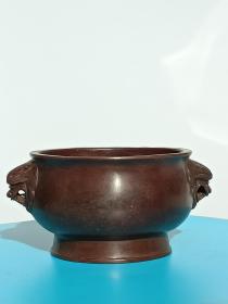 古董   古玩收藏   铜器   铜香炉   纯铜香炉   尺寸长宽高:12.5/10/6.5厘米，重量:1.5斤