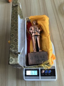 毛泽东同志开国大典铜像小型像 镀铜 原盒