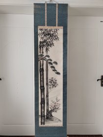 （1）回流老画，挂轴《竹子》挂轴老画，品相如图，印章，尺寸187cmX45.5cm 画心尺寸140cmX33.5cm