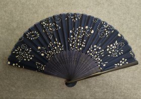 印染 日本回流绢扇 扇高21Cm，展开最宽幅38Cm，旧品。