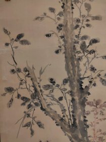 前田畅堂（1817－1878）花鸟树石图 手绘 古笔 茶挂 南画 日本画 挂轴 国画 文人画 古画 老画 文人茶室