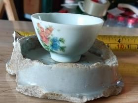 明朝老青花瓷碗底一个，可以做茶托。