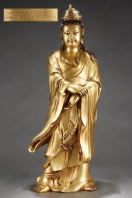 明 铜胎鎏金自在观音立像