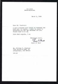 1964年赛珍珠打印信件签名信一页，带鉴定证书