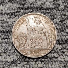 1903年坐洋1皮阿斯特大银币