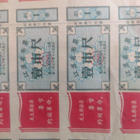 江苏省布票 1969年 壹市尺（9大张，每大张约24小张）