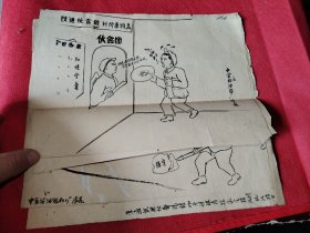 50年代漫画原稿四幅 上海中食站油脂厂 张森 绘画 改进伙食做饭物廉价美等