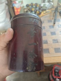 青岛华一茶行 老茶叶桶 盖有裂