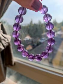 天然紫水晶透体手串