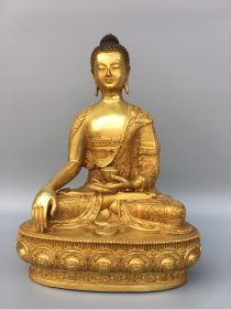 铜鎏金释迦牟尼佛像，尺寸如图，重2公斤，