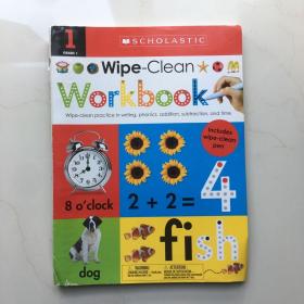 英文原版 Wipe Clean Workbooks Grade1 螺旋装帧 低幼启蒙英语单词学习 附可重复擦写笔 Schlastic Early Learners 英语单词拼读 书写 数字加减学习练习