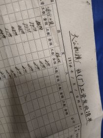 鄞县大公机模厂1974年工资清单2张