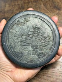 意境杠杠之“月下松影”玉山罗纹砚。