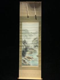 名家绢本绫裱  《云峰山水》 装裱精美  惊燕带  双木轴头完整  钤印  适合玄关 场馆会所及茶挂  3903中古书画