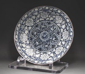 青花包口盘
