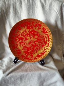 景德镇五凤赏盘摆件赏盘直径26厘米艺术瓷盘礼品瓷器金凤凰赏盘