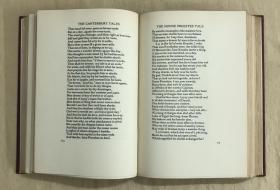 Tales from Chaucer：The Canterbury Tales，乔叟《坎特伯雷故事集》，著名的苏格兰水彩之王弗林特插图（内含24幅精美整页水彩画），布面精装，烫金书脊，浮雕花纹封面，书顶刷红，毛边未裁 ，1929年老版书