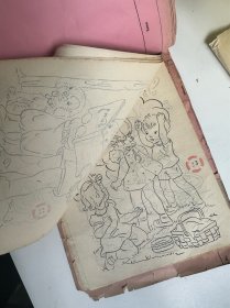 民国时期动漫画稿 十六开一册 共35张 绘画非常漂亮