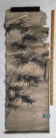 清代佚名墨竹中堂精品，画心130*45公分，原装绫裱，保老保真！画工一流值得收藏！！！